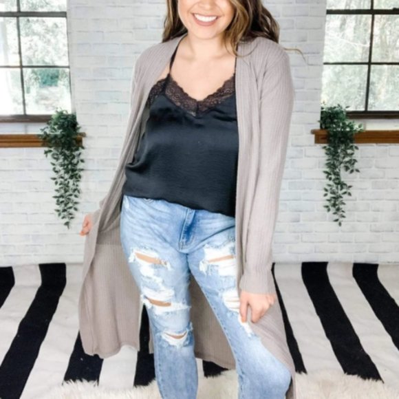 Women's Sweater OPEN FRONT WAFFLEKNIT CARDIGAN NWT - Picture 2 of 3